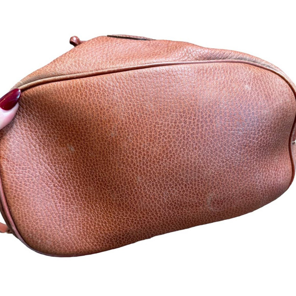 Vintage Marc Cross Tan Pebbled Leather Drawstring Bucket Bag Crossbody - Picture 7 of 11